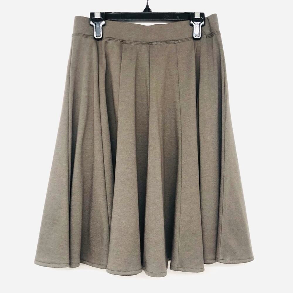 Grace Elements Fit & Flare Skirt Versatile Neutral  Colored Taupe Stretch Knit